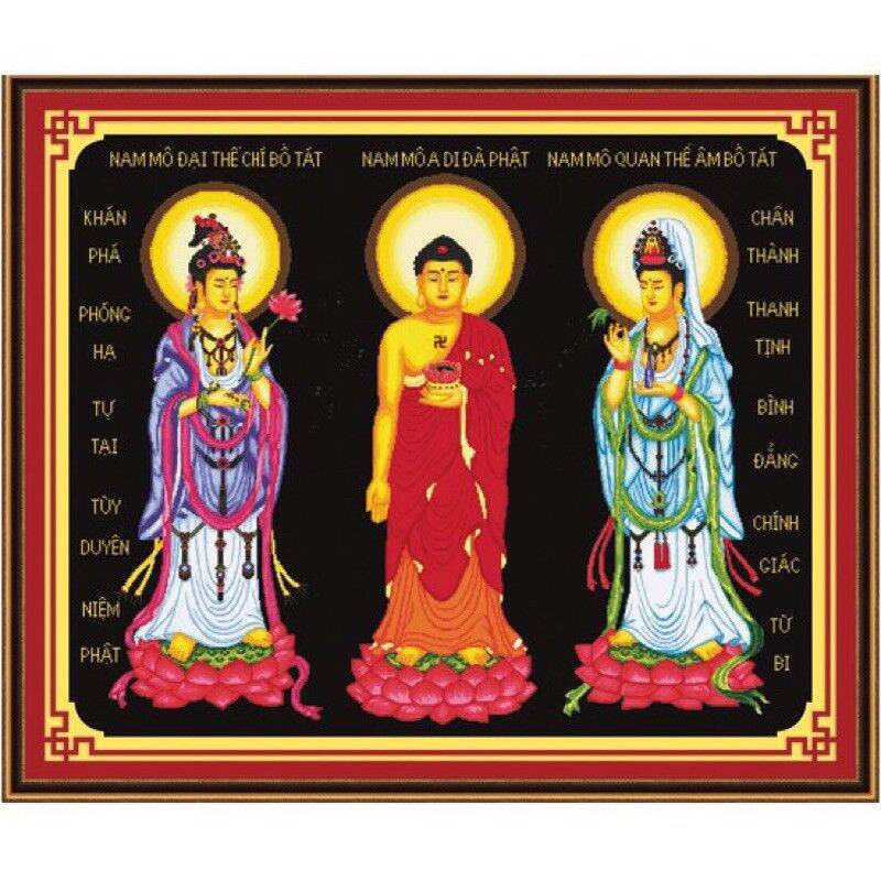 Tranh thêu chữ thập Tam Thế Phật 53166 chưa thêu