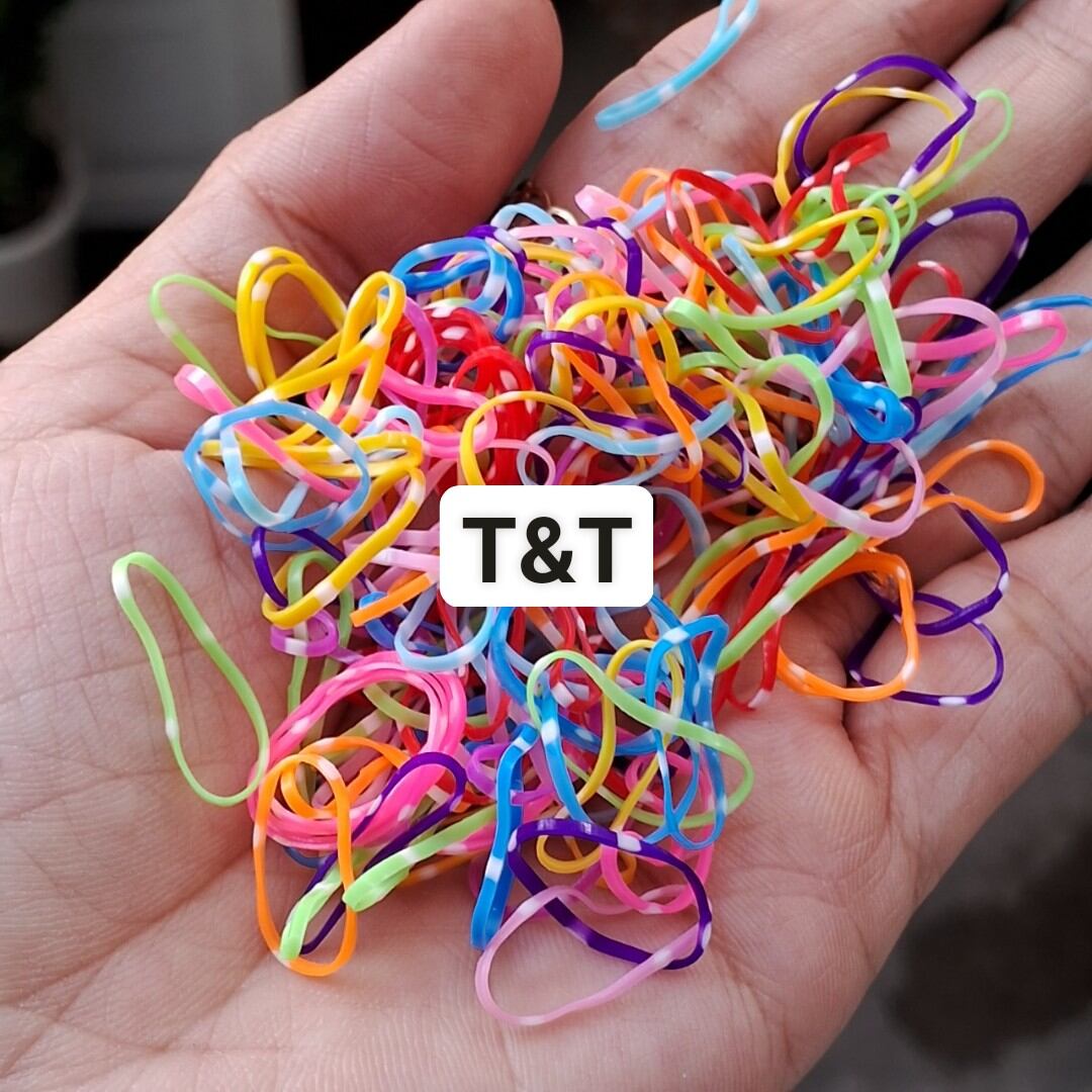 Túi Zip 100gam thun cột tóc nhí cho bé tóc ít 1cm ( màu/trong/sọc)