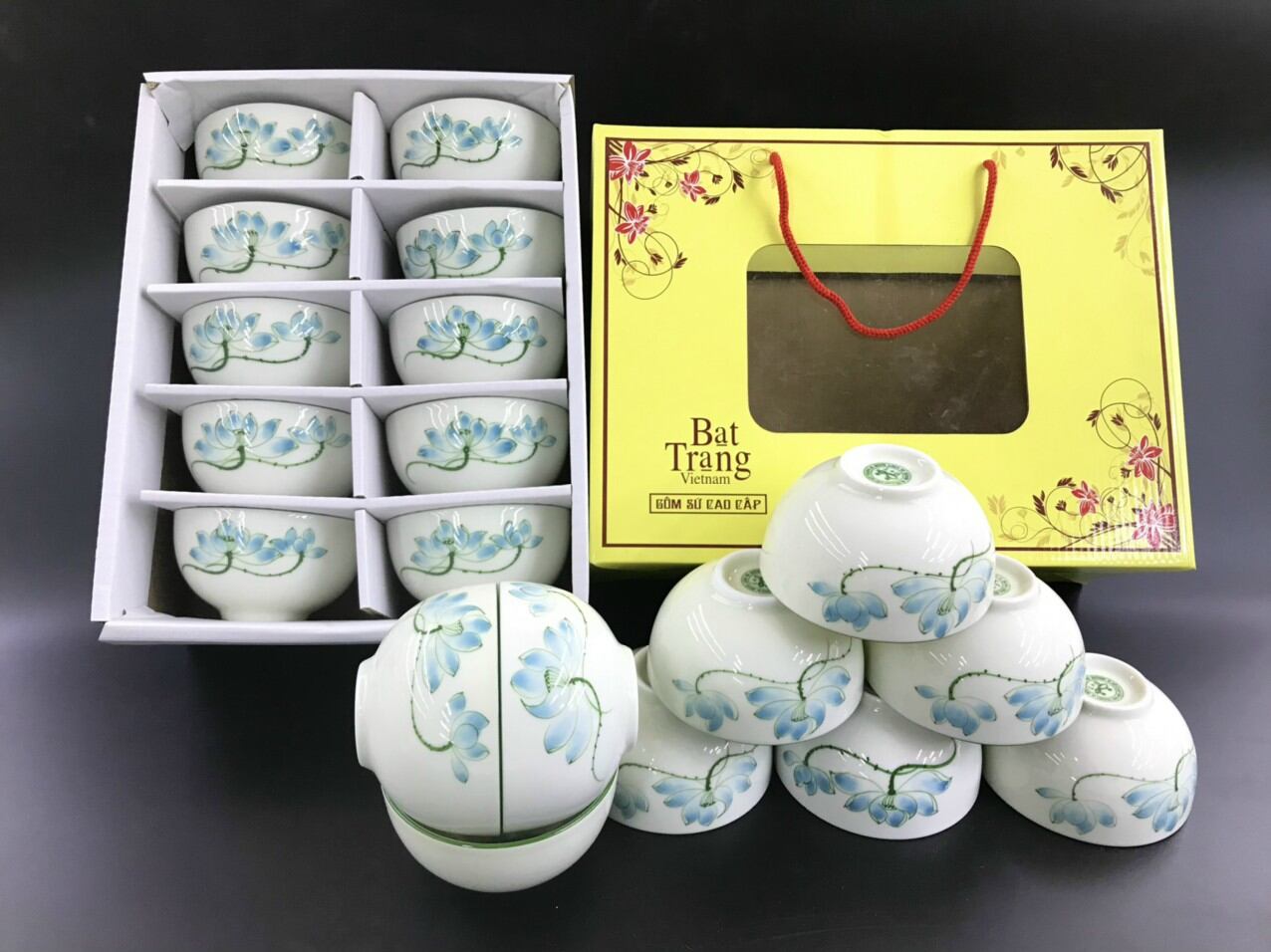 Bộ 10 bát ăn cơm Bát Tràng ( có hộp)