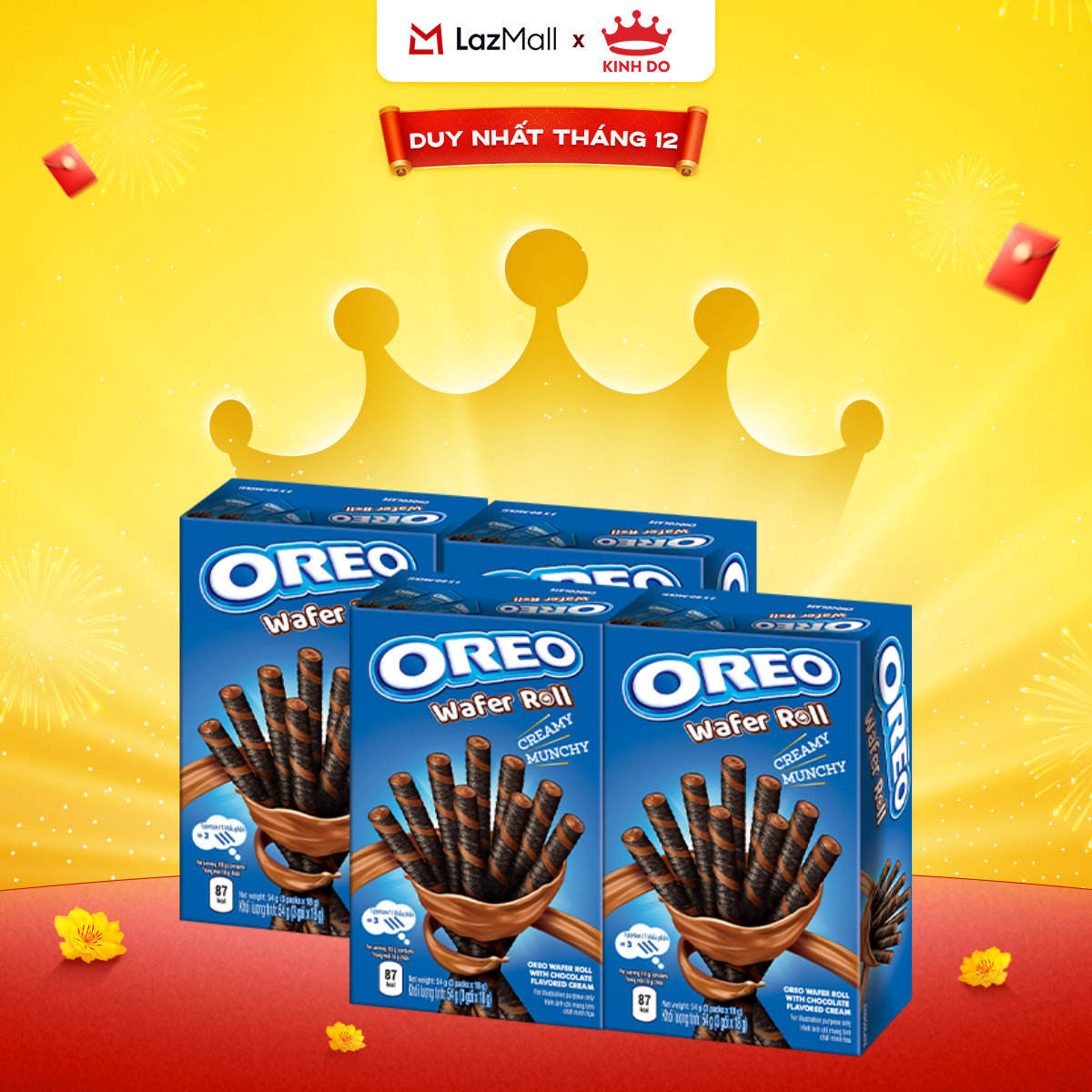  Combo 4 Bánh Quế Oreo Với Kem Vị Sôcôla 54g 