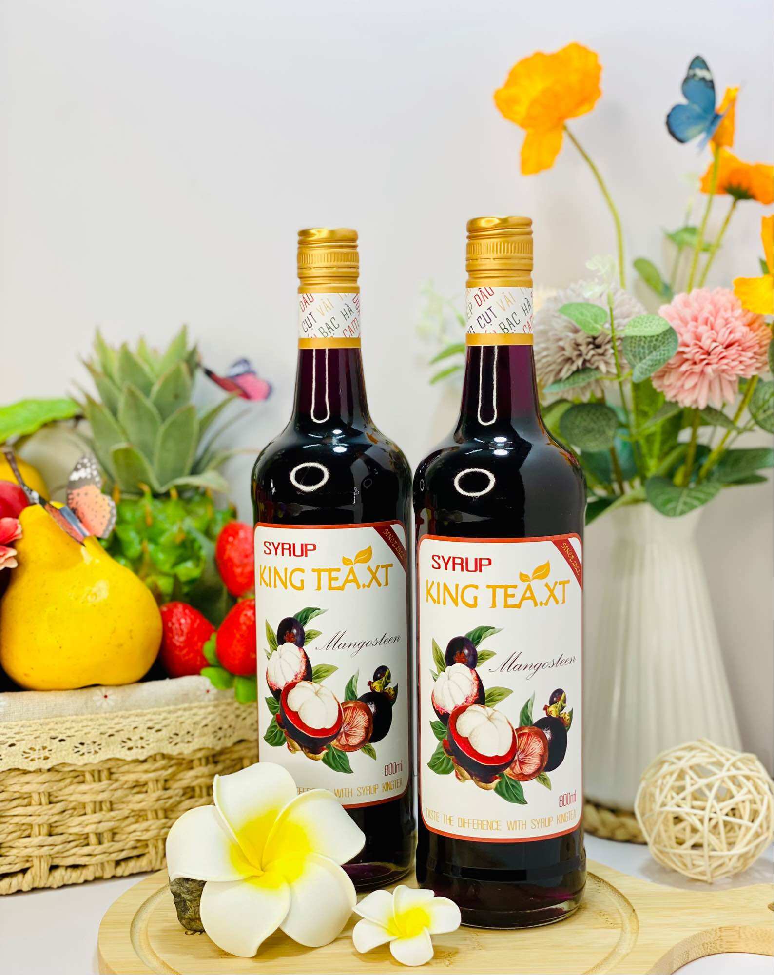 Siro Măng Cụt(Syrup Mangosteen)KingTea.XT-Chai Thuỷ Tinh  800ml