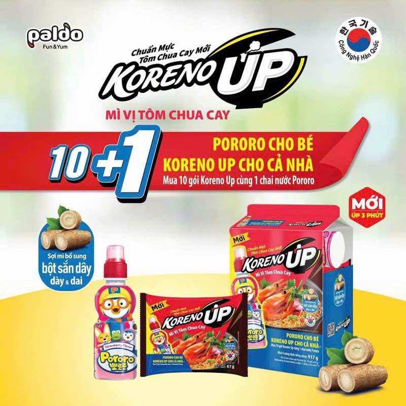 1 Gói Mì Tôm KORENO UP Vị Tôm Chua Cay 67g [ Siêu Ngon ạ ]