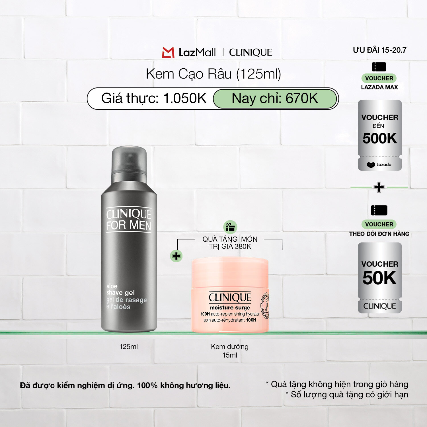 Kem Cạo Râu Clinique For Men Aloe Shave Gel 125ml