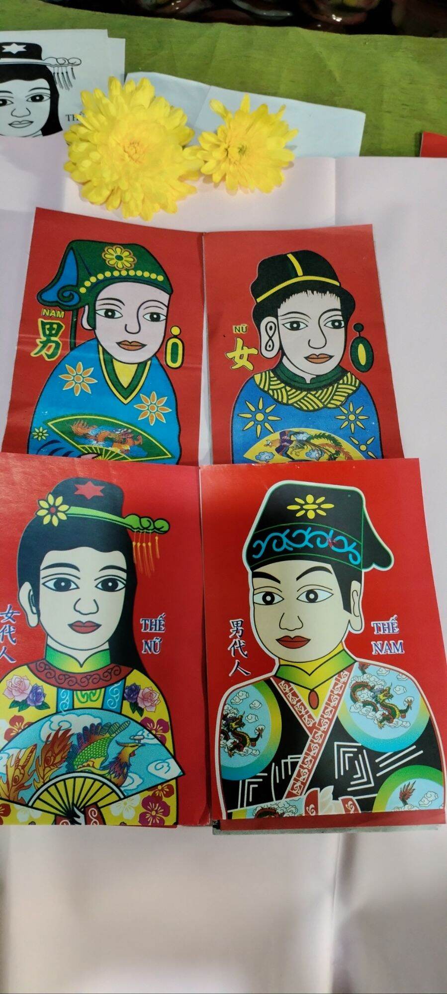 Bộ giấy đồ thế nam nữ cúng sao, cúng Mẹ Sanh