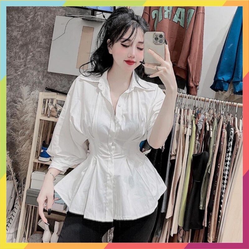 ÁO SƠ MI NHÚN SAU EO XINH ĐẸP SMCL33