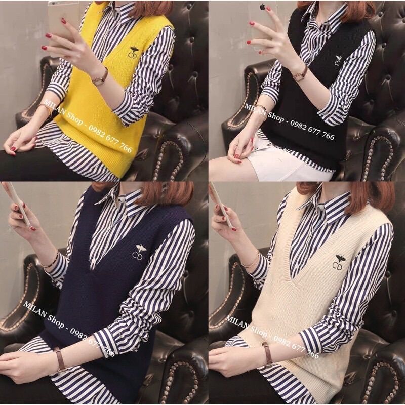 Áo len gile 2 kiểu nhiều màu Quảng Châu