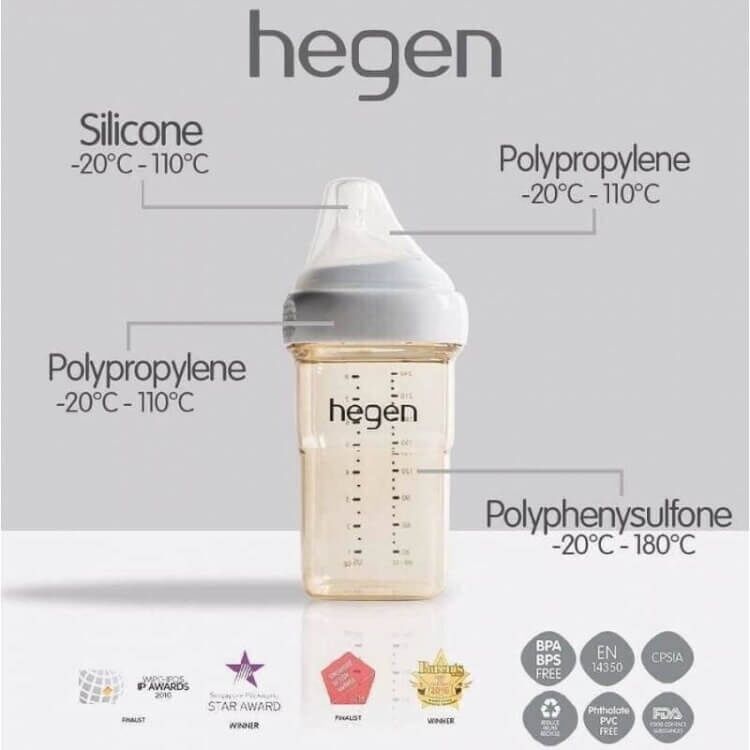 Bình sữa hegen cao cấp 150ml/240ml/330ml full hộp (3-6m) núm vú siêu mềm cho bé