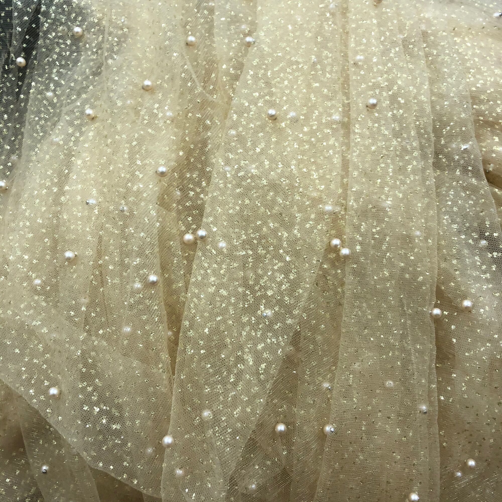 Vải Lưới Nhũ Đính Hạt Loại Đẹp Khổ 1.5m May Váy Làm Lúp Cô Dâu