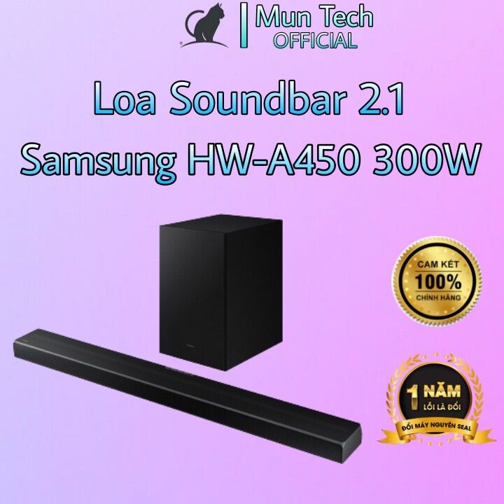 Loa soundbar Samsung 2.1ch HW-A450 300W 2021 ( Hàng Chính Hãng 100%) Tặng Kèm USB Bluetooth Kết Nối Máy Tính Không Dây
