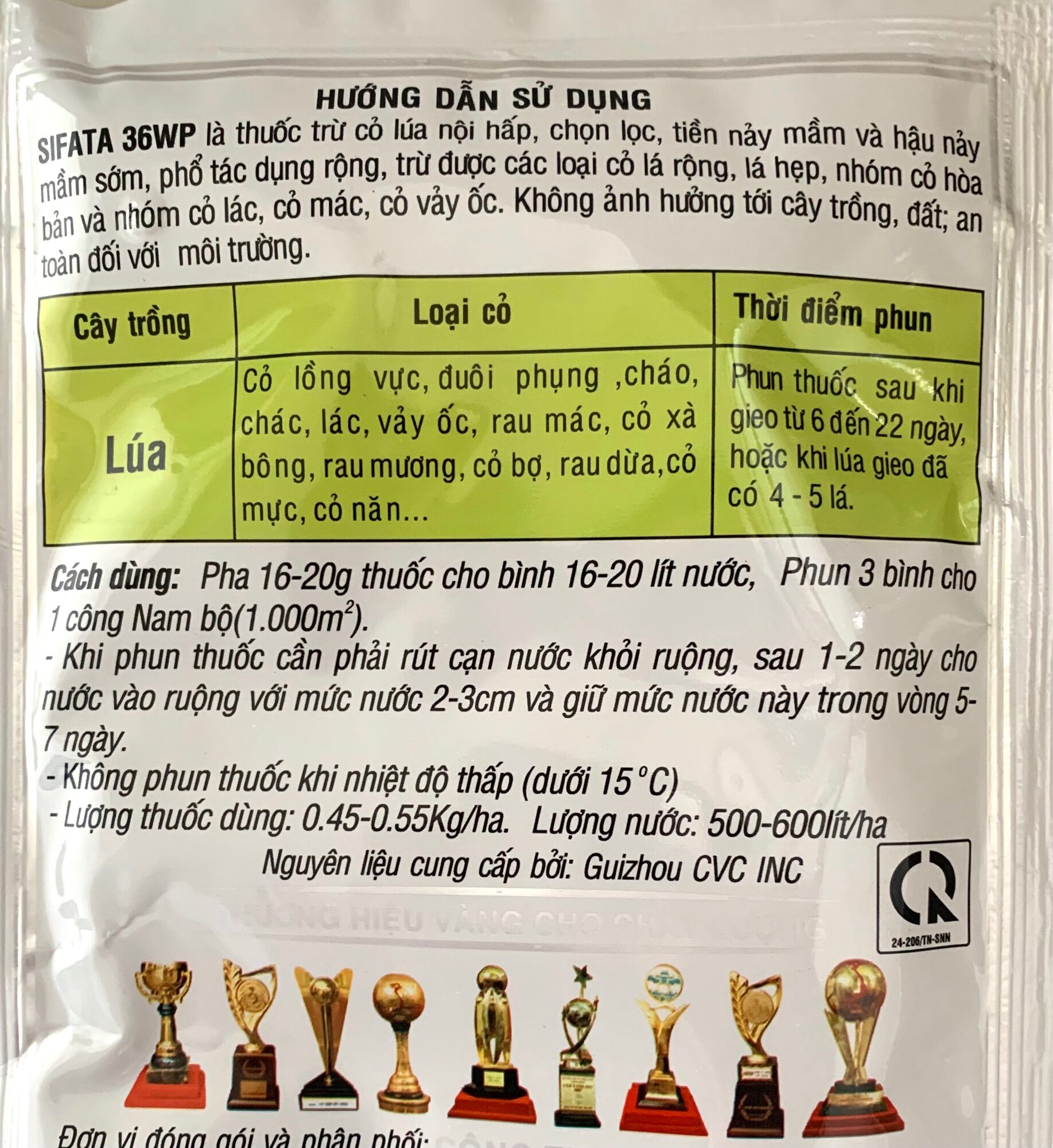 THUỐC TRỪ CỎ SIFATA 30WP GÓI 100g - CHUYÊN DÙNG CHO LÚA GIEO SẠ VÀ LÚA CẤY