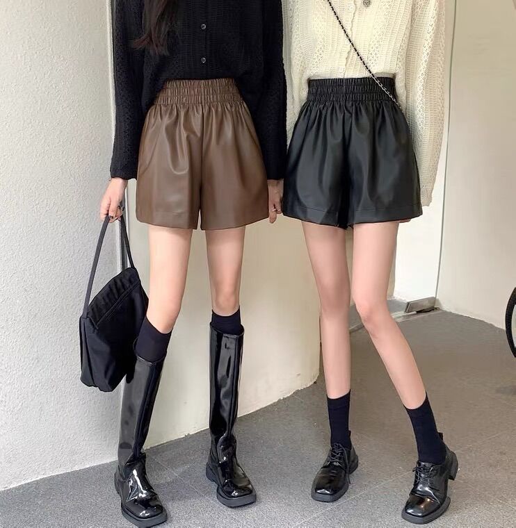Quần short da nữ cạp chun,quần đùi da nữ siêu hot