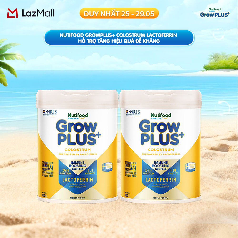 Combo 2 Sữa bột Nutifood Sweden GrowPLUS+ Colostrum Lactoferrin 800g