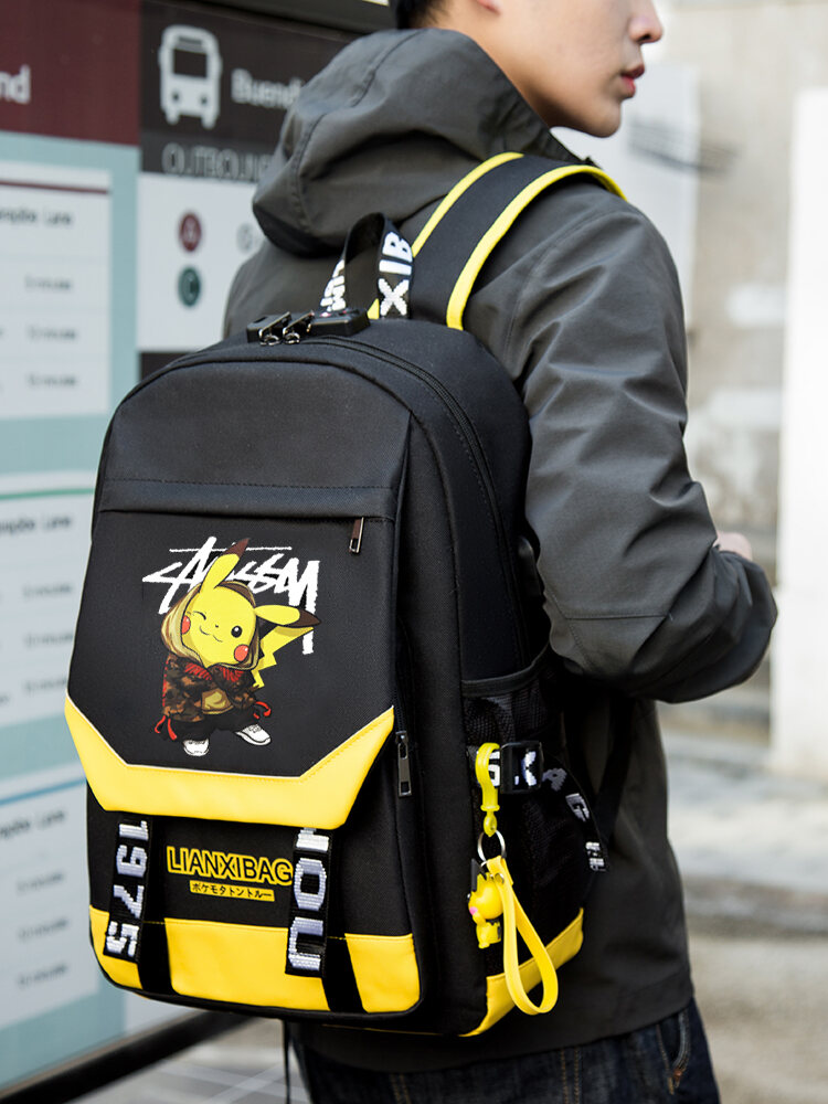 Đường Phố Hợp Thời Trang Nam Nữ Trung Lập Ba Lô Đi Học Oxford Quay Khóa Dây Kéo Hoạt Hình Hoạt Hình Nhẹ Đôi Gốc Túi Đeo Vai