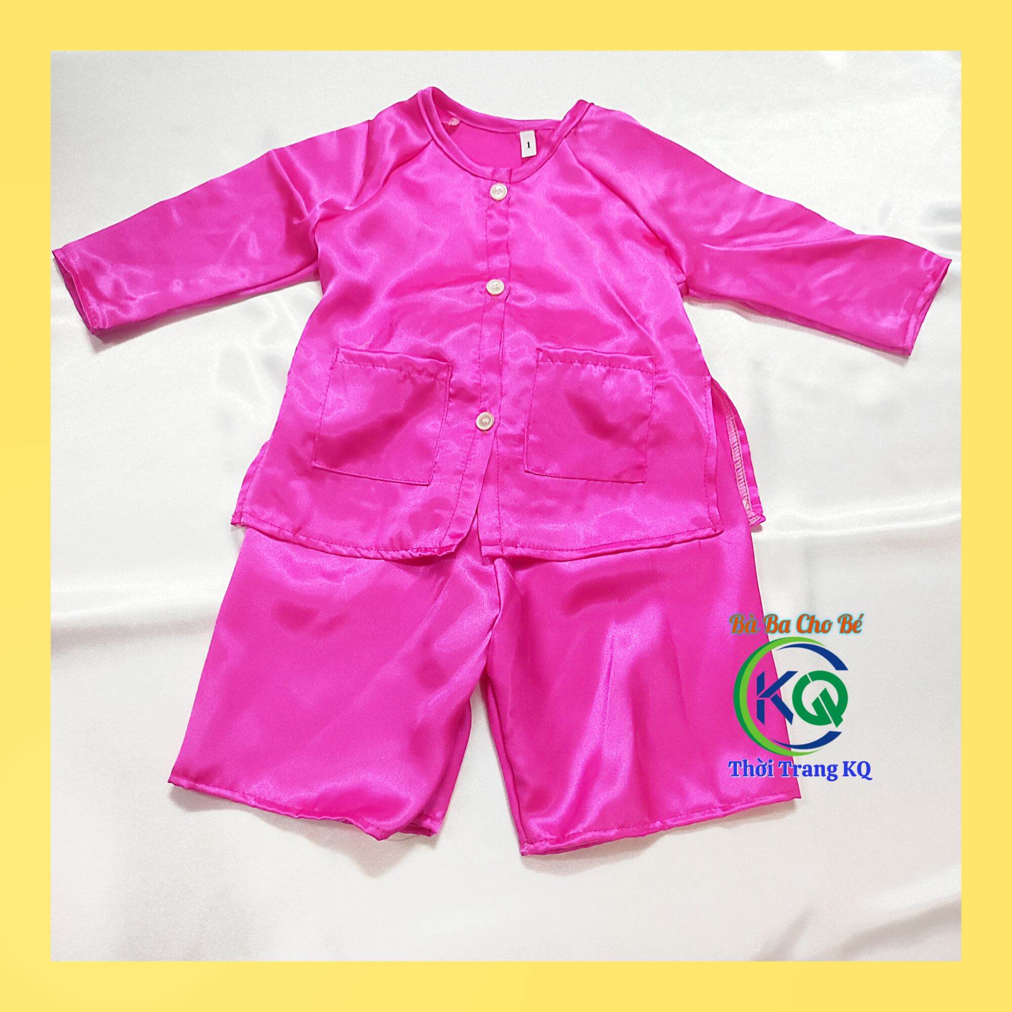 Bà Ba Cho Bé (8-45kg) - Bộ Dài Màu Trơn Vải Phi Lụa