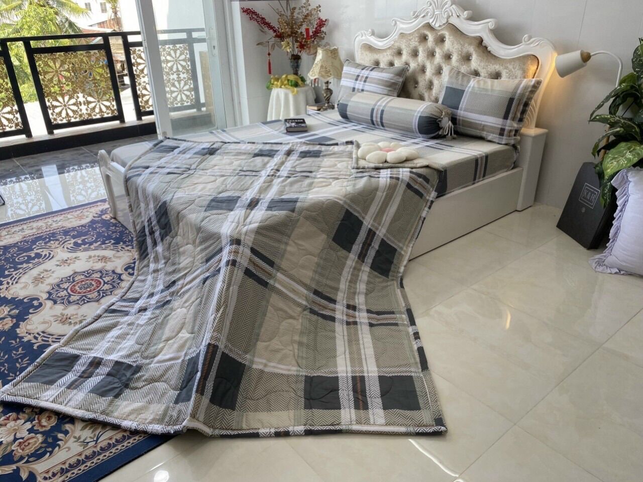 Set 5 chăn drap áo gối cotton hàn quốc