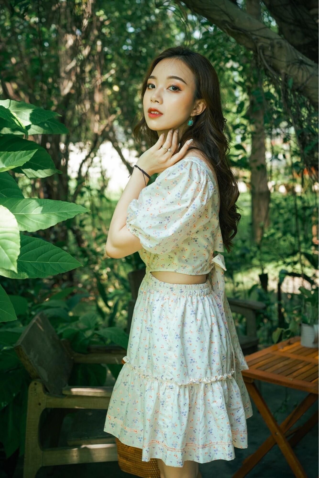 Ceci Cela - Đầm Cổ Vuông Grape Nơ Cột Lưng