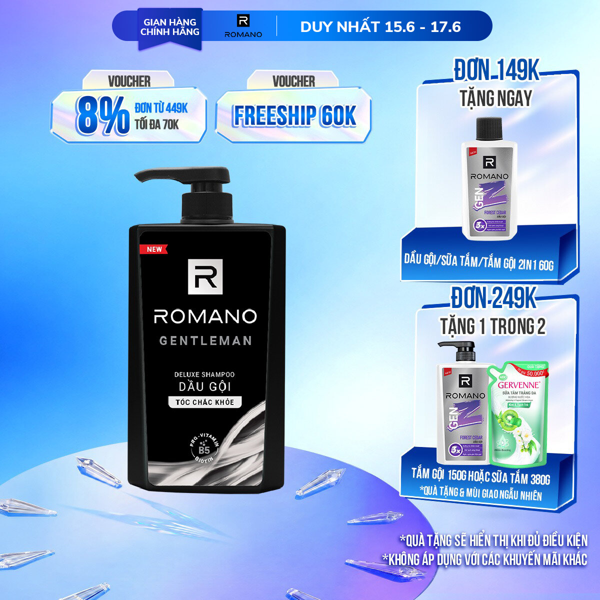 Dầu gội hương nước hoa Romano Gentleman 650g