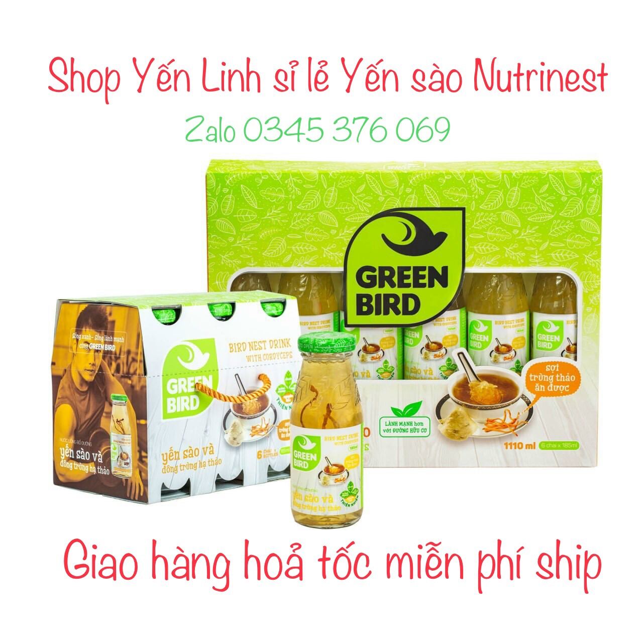 Yến sào và Đông Trùng Hạ Thảo Lốc 6 chai x185ml - Yến Nutrinest ( date mới mỗi ngày)