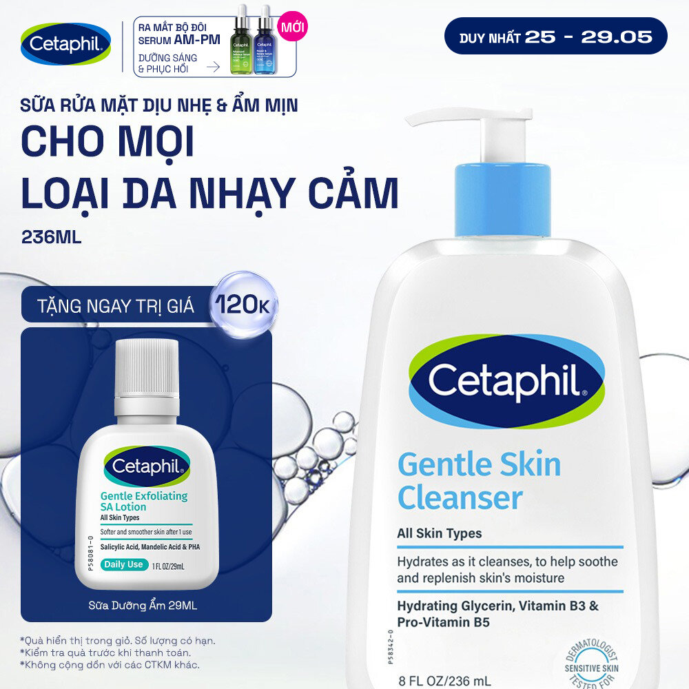 Sữa rửa mặt dịu lành cho da nhạy cảm Cetaphil Gentle Skin Cleanser 236ml