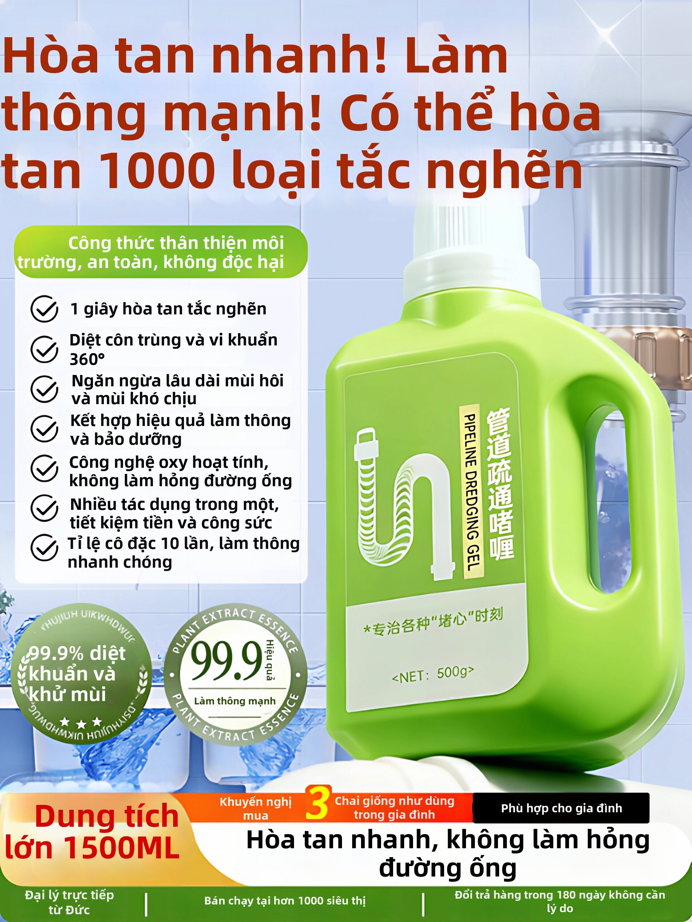 FANMUAO | Chất Tẩy Rửa Thông Tắc Cống Mạnh Mẽ