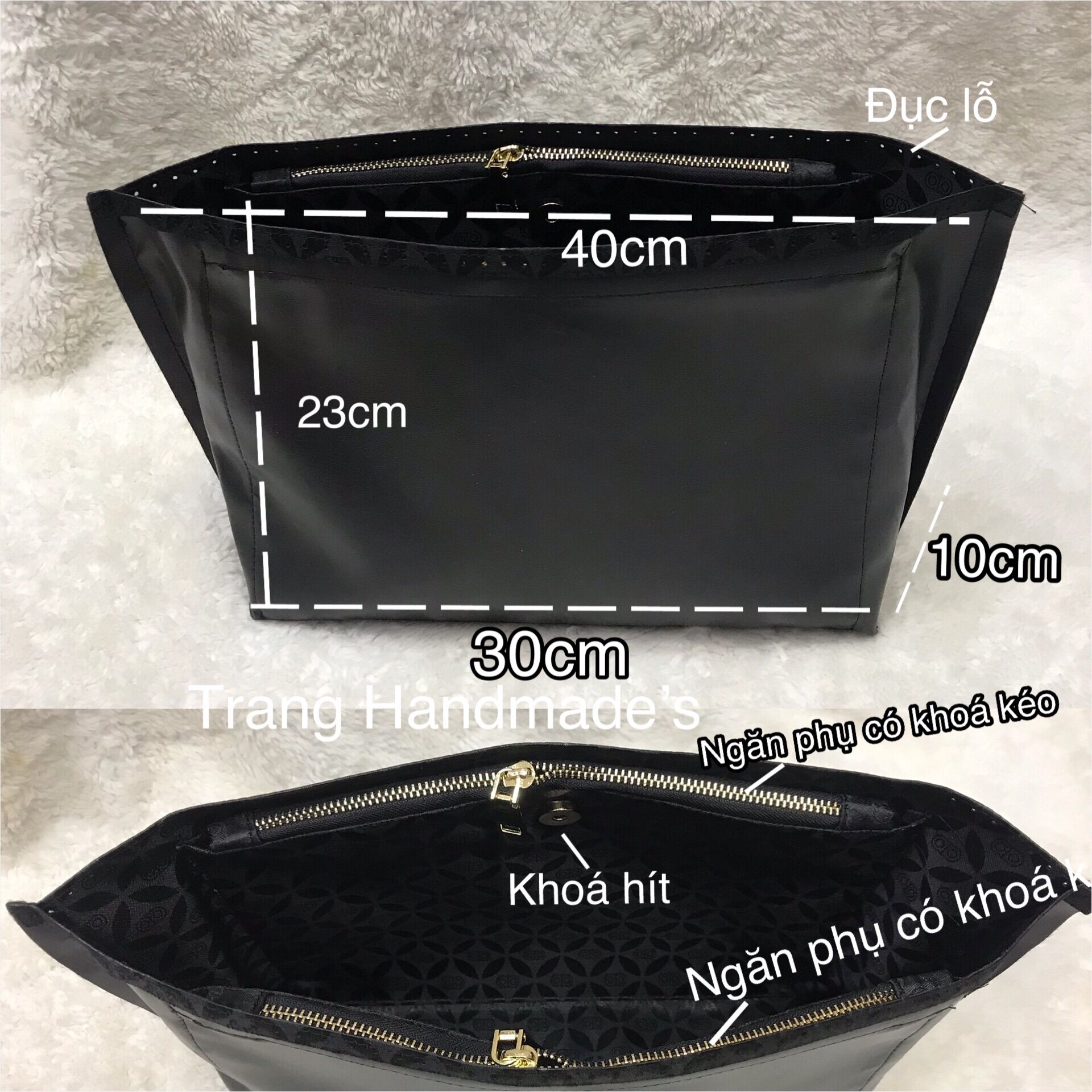 Lót túi mềm simili size lớn 40x23x10cm