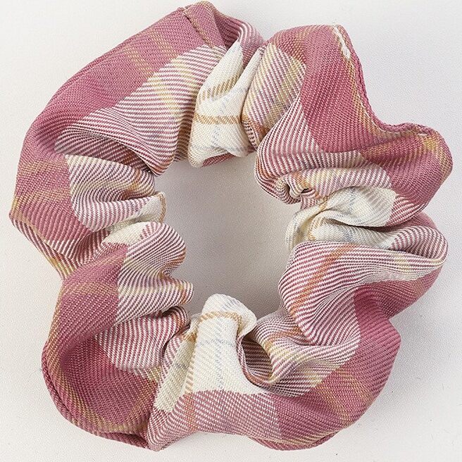 Buộc tóc scrunchies vòng caro