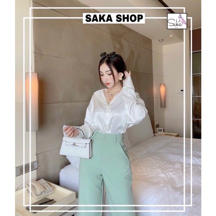 Women's Long-Sleeved White Silk Shirt with a Loose, Thick Fit