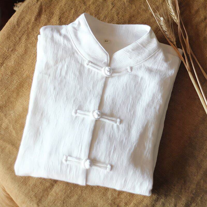 Áo Sơ Mi Cổ Trụ Truyền Thống Cotton và Linen