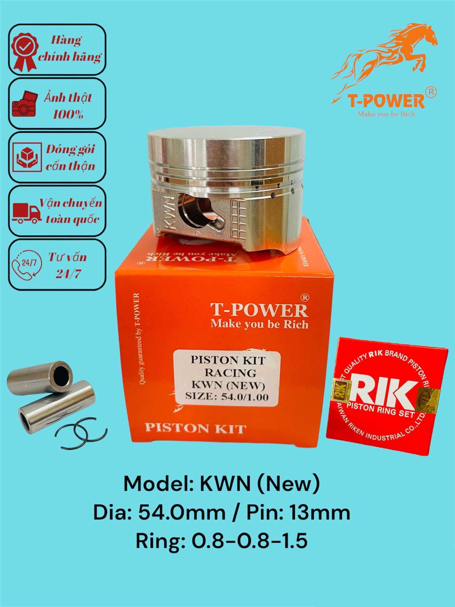 Bộ piston xe máy kwn 54.0mm