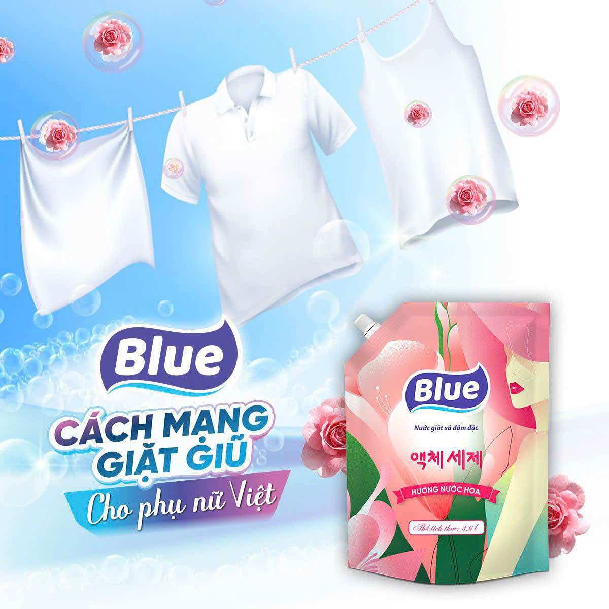 (Giao hàng 2h)Nước giặt xả Blue công nghệ Hàn Quốc 2.1L