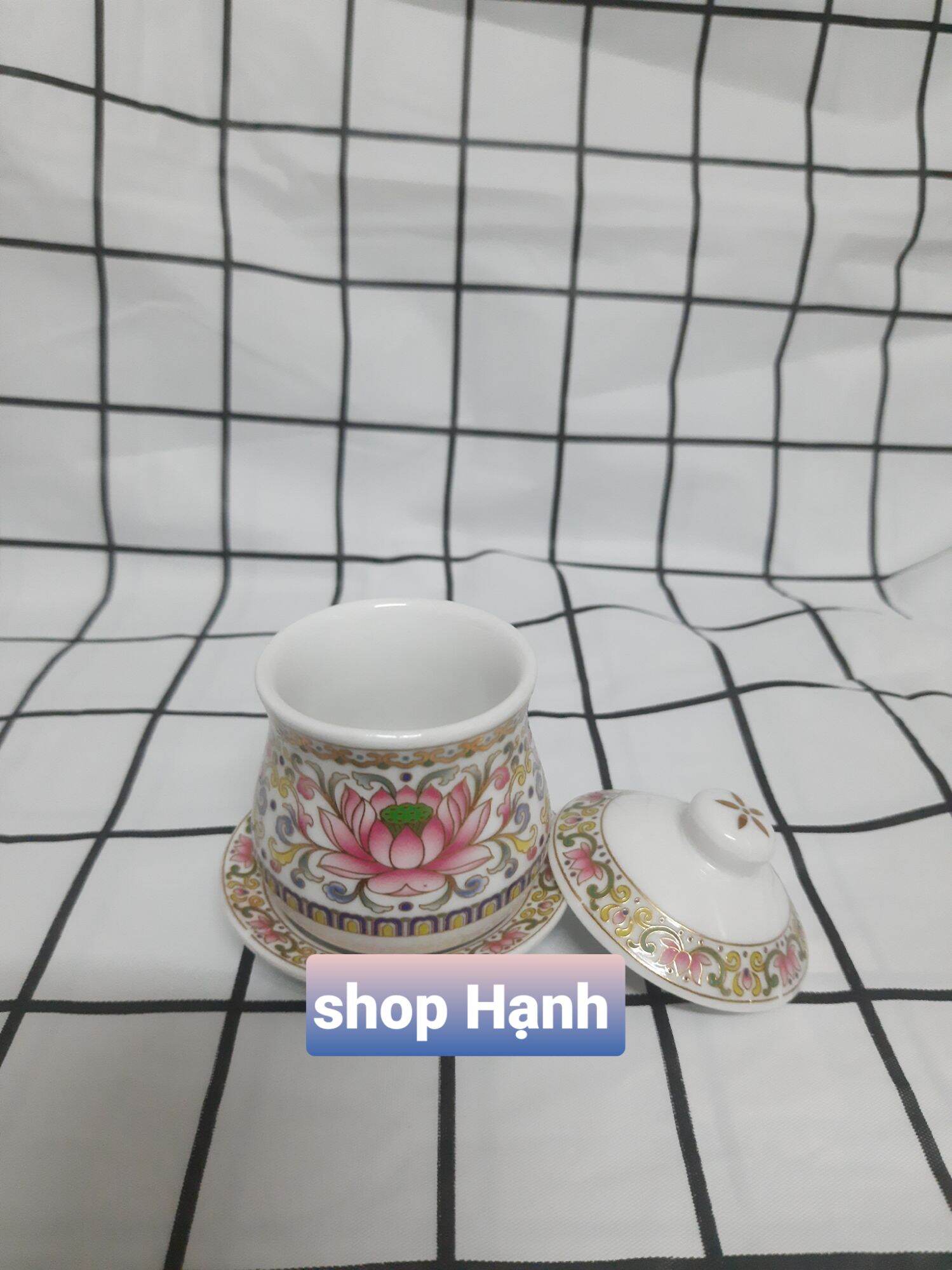 Bộ 1 chung nước có dĩa đựng riêng sen hồng (0128)