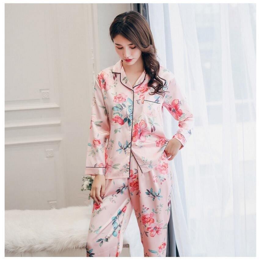 pizama nữ lụa tay dài quần dài( bigsize)/pizama nữ lụa quảng châu có viền( sale)