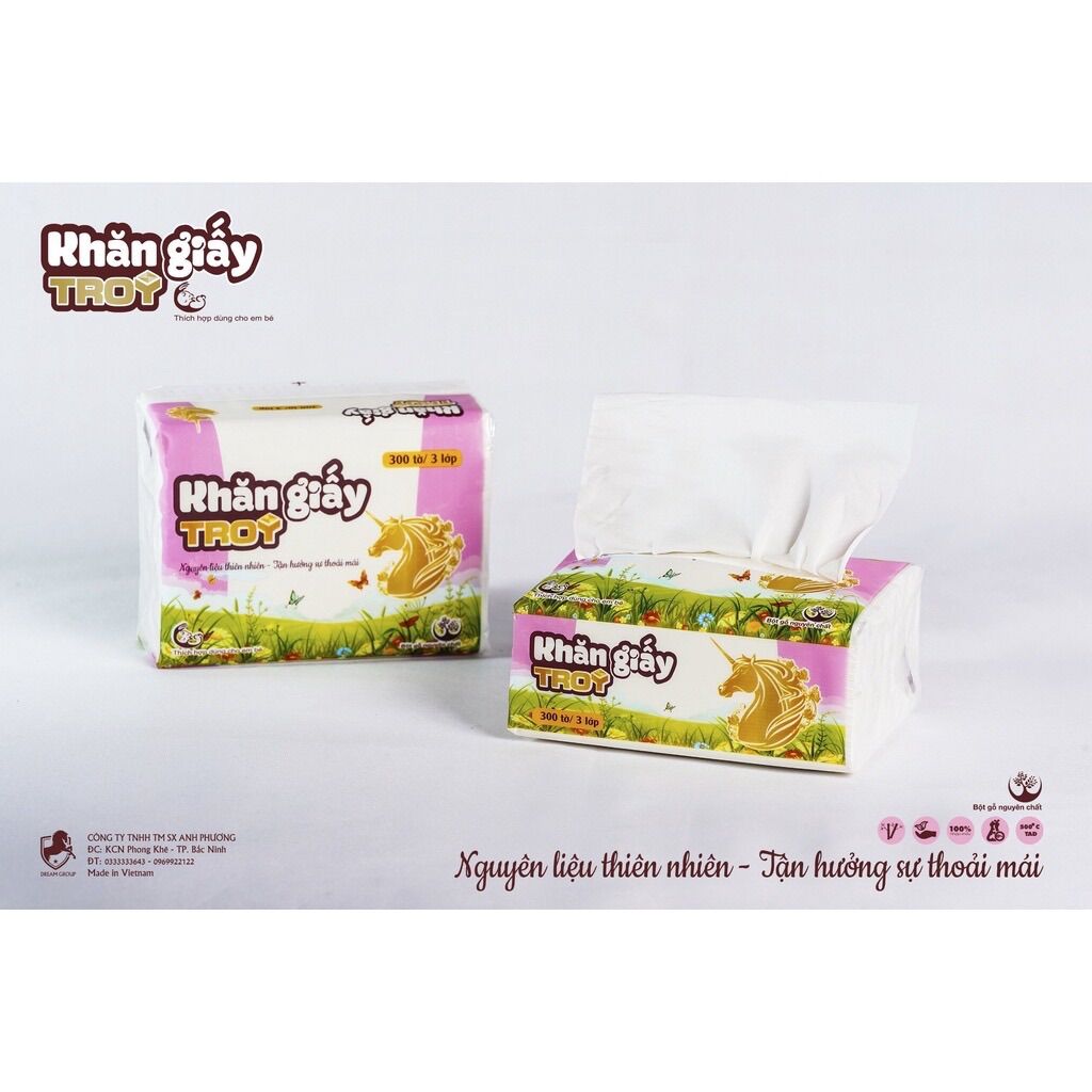 [HCM]Giấy Ăn Cao Cấp Siêu Mịn Siêu Dai 3 Lớp Hàng Nhập Khẩu 3 gói