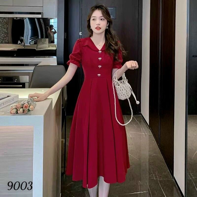 Đầm xoè cổ sen cách điệu thân nút nơ MLXL2XL