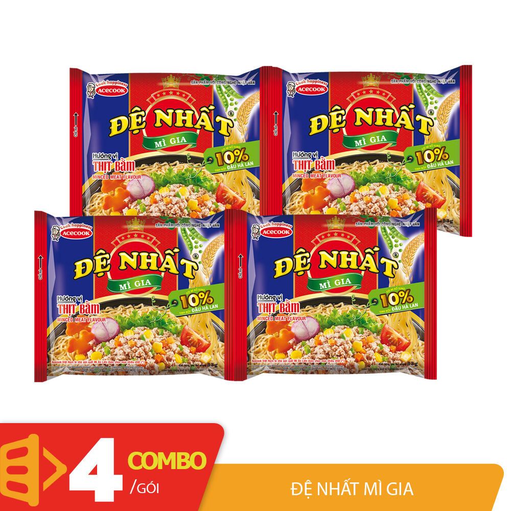Combo 4 gói mì Đệ Nhất thịt bằm Acecook gói 83gr