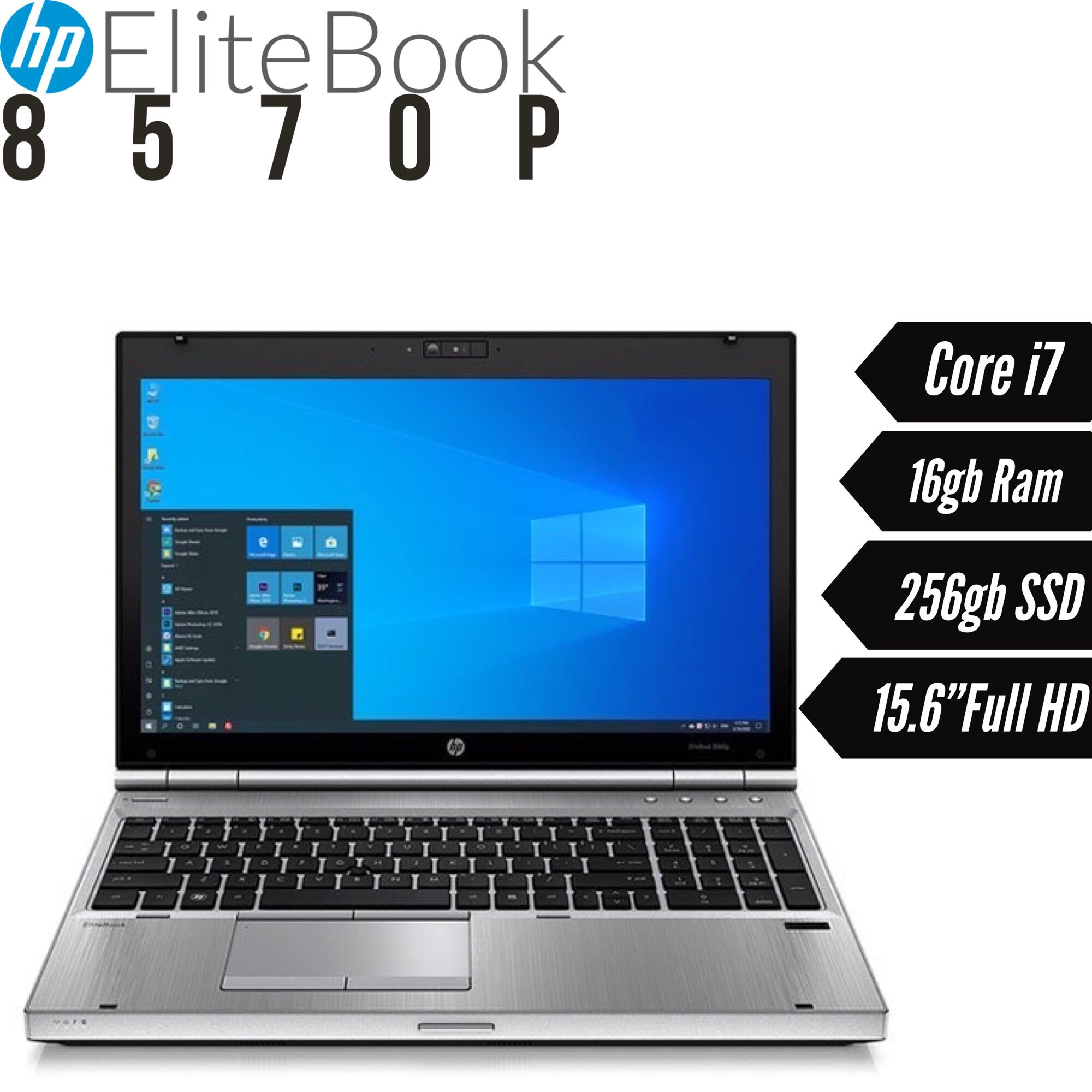 Laptop hp elipbook 8570p core i7-3540m, 16gb ram, 256gb ssd, 15.6inch full hd vỏ nhôm siêu bền