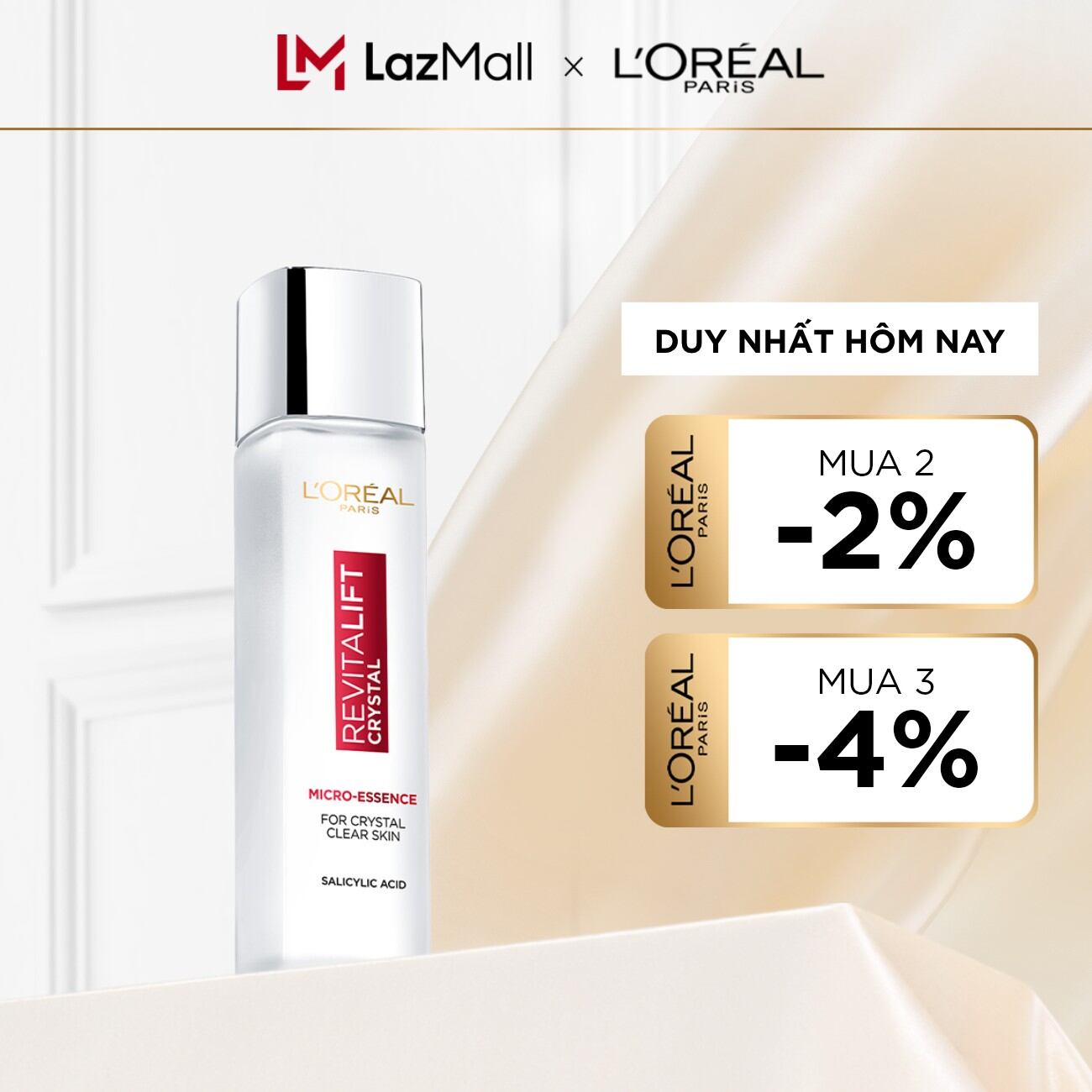 Dưỡng Chất Căng Mướt Da L'Oreal Paris Crystal Micro Essence 130ml/65ml