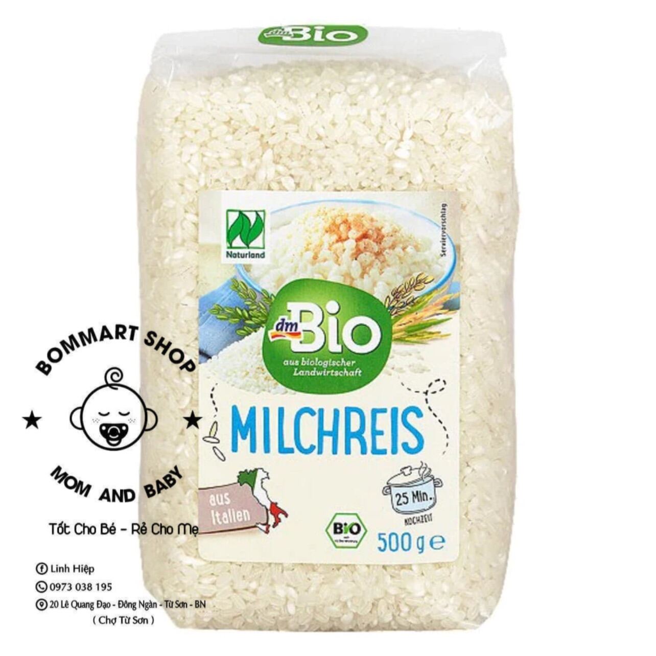 Gạo sữa dm bio đức cho bé túi 500g