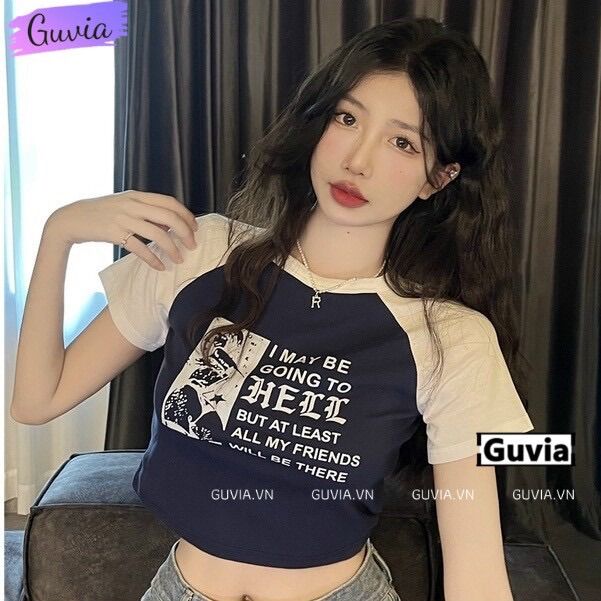 Áo croptop mùa hè phối tay HELL UN