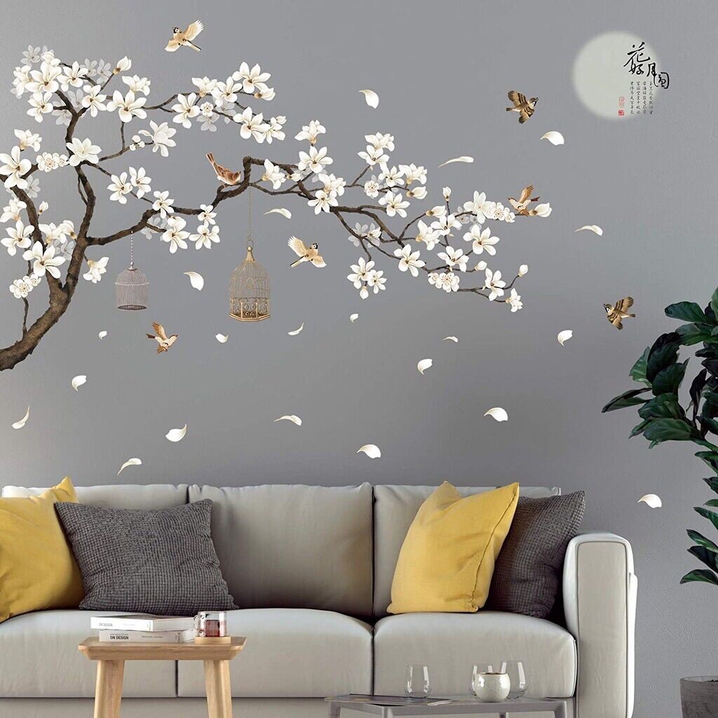 Tranh dán tường, Decal dán tường hoa mai cánh trắng