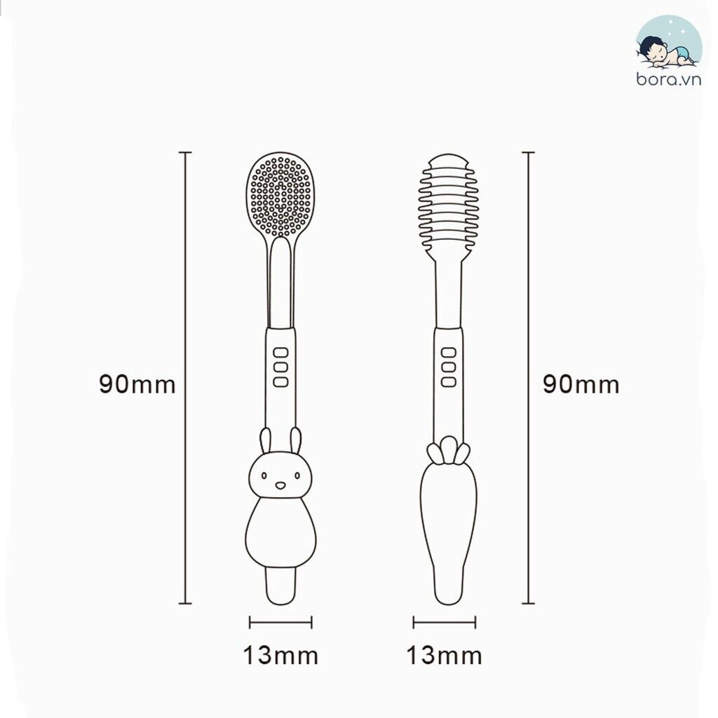 Dụng cụ rơ lưỡi , bàn chải silicon cho bé 9_18tháng