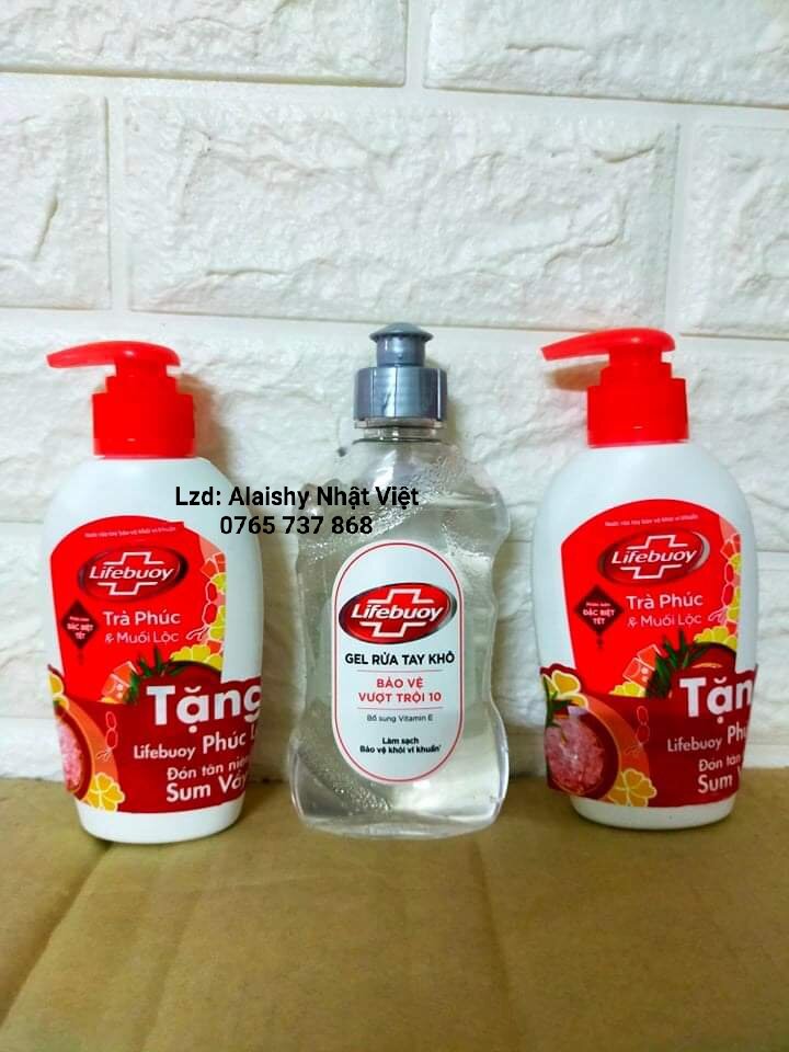 COMBO 3 - Gel rửa tay Lifebuoy 235gr - Nước rửa tay Lifebuoy diệt khuẩn 120 gr Trà phúc & muối lộc