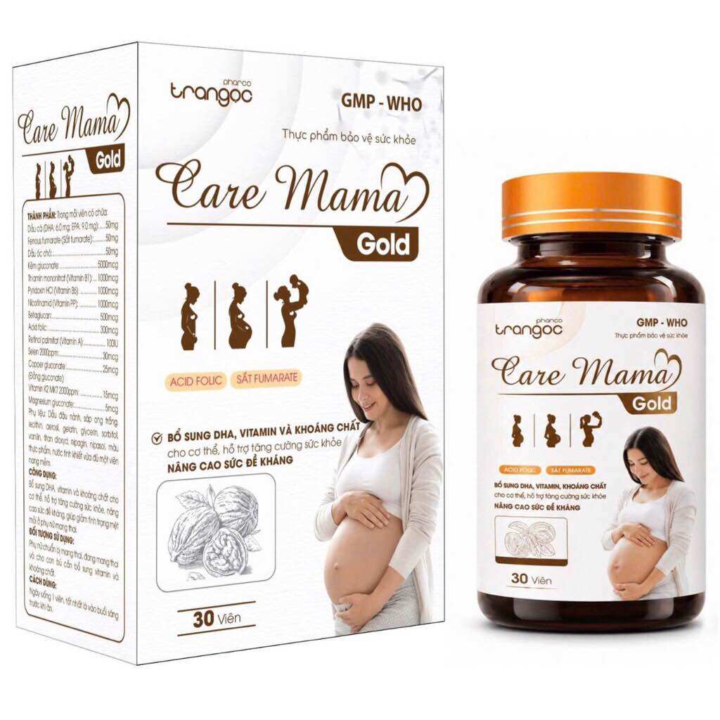 Viên uống Care Mama Gold (Chai 30 viên) Giúp bổ sung vitamin và khoáng chất cho phụ nữ mang thai.
