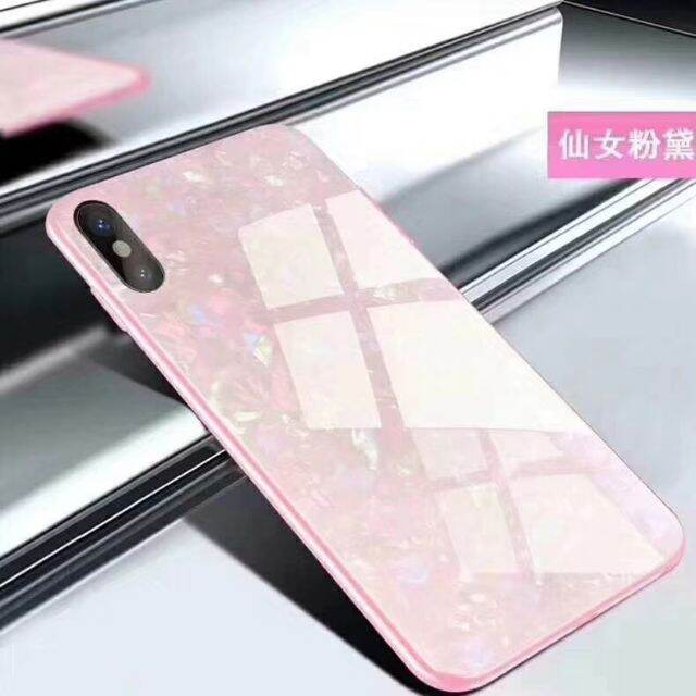 Ốp lưng iPhone X mặt kính Ngọc Trai viền dẻo silicone
