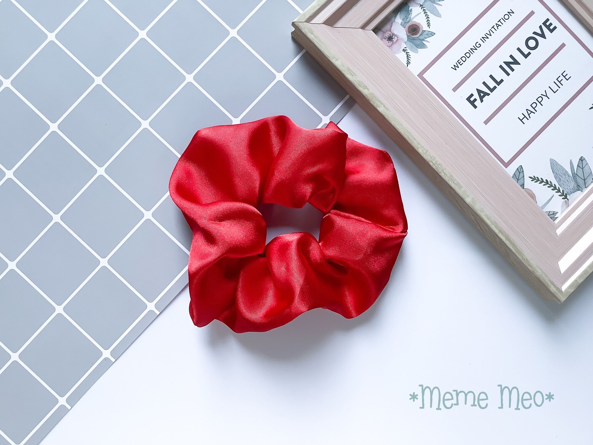 Scrunchies màu sắc, đồ cột tóc vải size trung