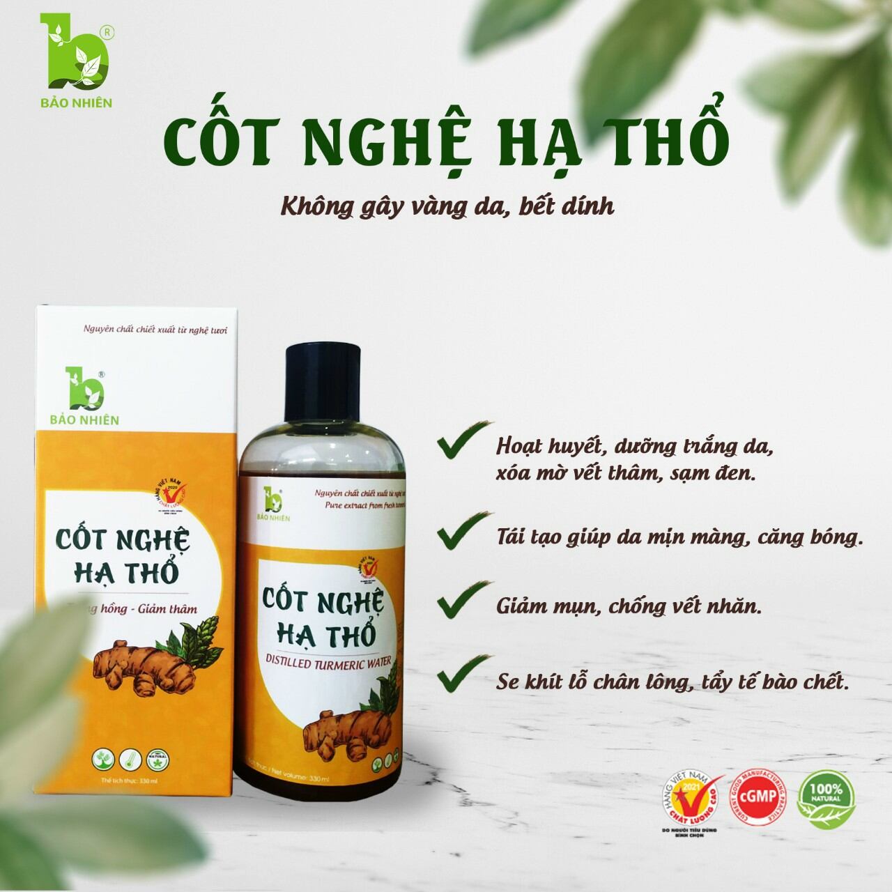 Cốt nghệ hạ thổ Bảo Nhiên giúp tái tạo da, giảm mụn & se khít lỗ chân lông