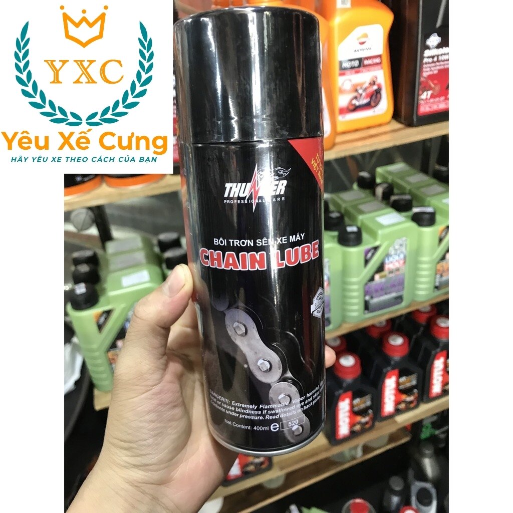Xịt dưỡng sên Thunder Chain Lube 400ml + Bàn chải chà sên