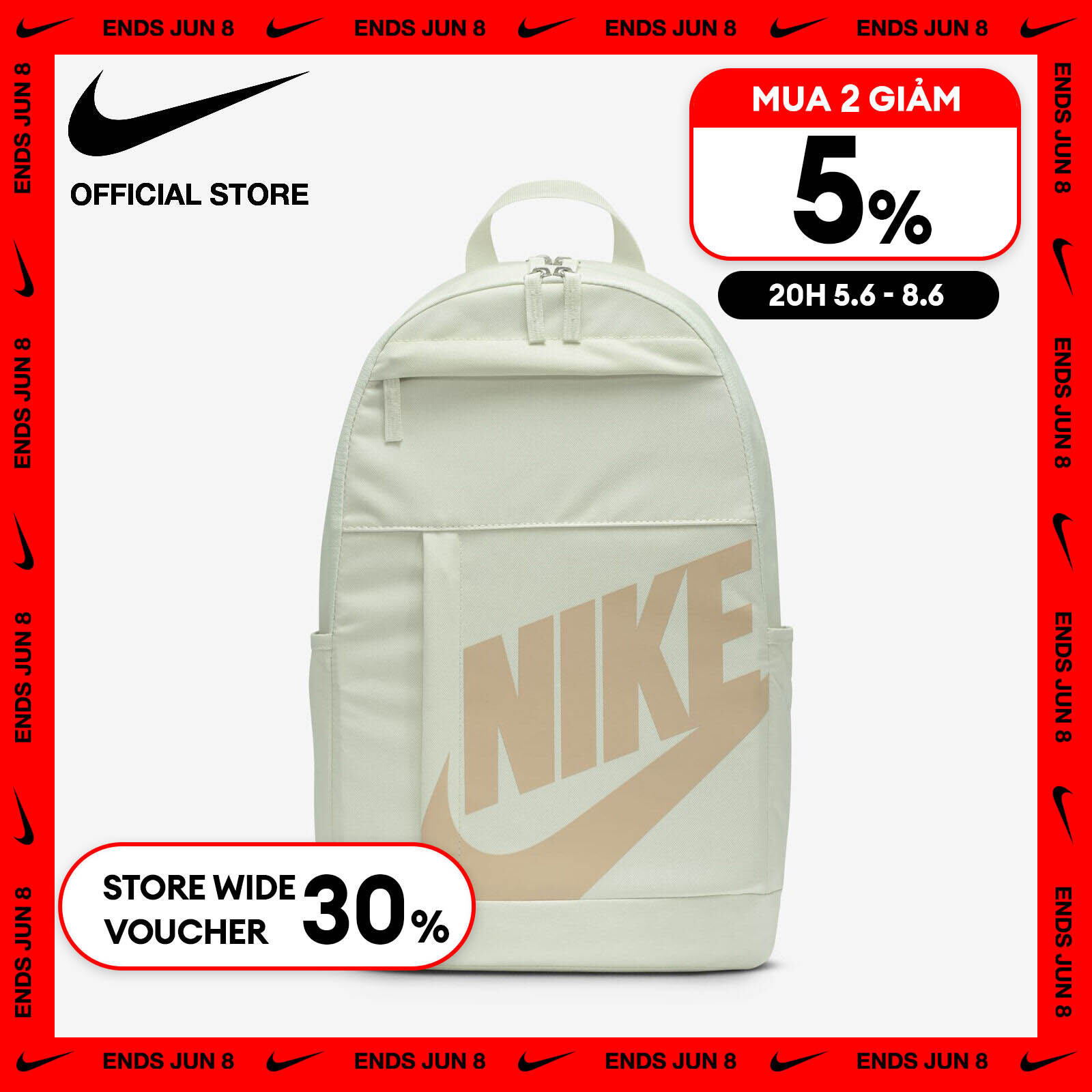   6.6-8.6| VOUCHER 30% & MUA 2 GIẢM 5%  Ba Lô Nike Elemental Backpack  21L  - Sea Glass 
