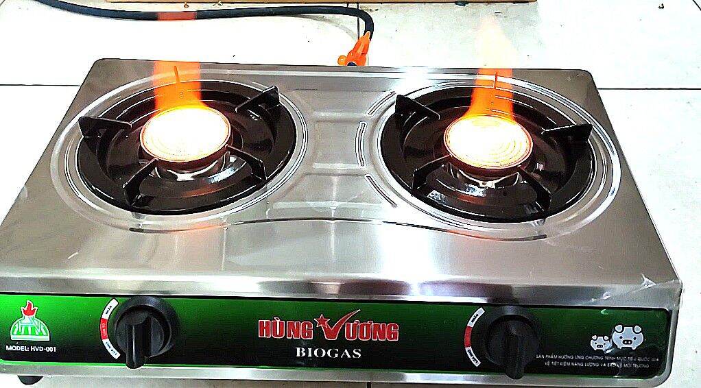 Bếp hồng ngoại biogas đôi mặt inox