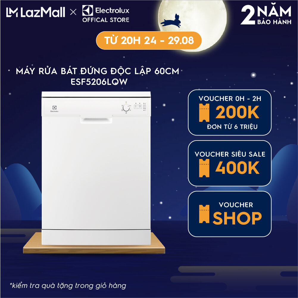 Máy rửa chén bát Electrolux ESF5206LOW 60cm cho 13 bộ chén dĩa, sấy khô hơn đến 3 lần, tiết kiệm điện và nước
